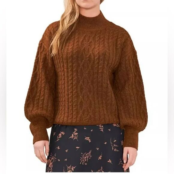 Vince Camuto Women's Mock Neck Cable Knit Pullover Sweater Relaxed Fit Sz S NWT - Picture 1 of 11